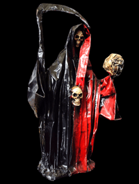 Image 2 of Red and Black Reversal Santa Muerte Statue 