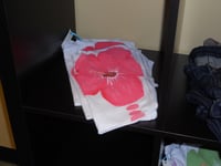 Image 2 of Handpainted Hibiscus - Pinky Coral on White Tee