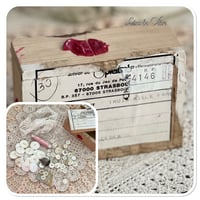 Image 1 of vintage french box full of buttons