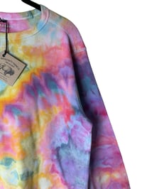 Image 9 of M Unisex Adult Waffle Long Sleeve Shirt in Candy Watercolor Ice Dye