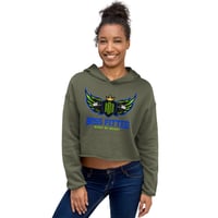 Image 2 of BOSSFITTED Neon Green and Blue Crop Top Hoodie