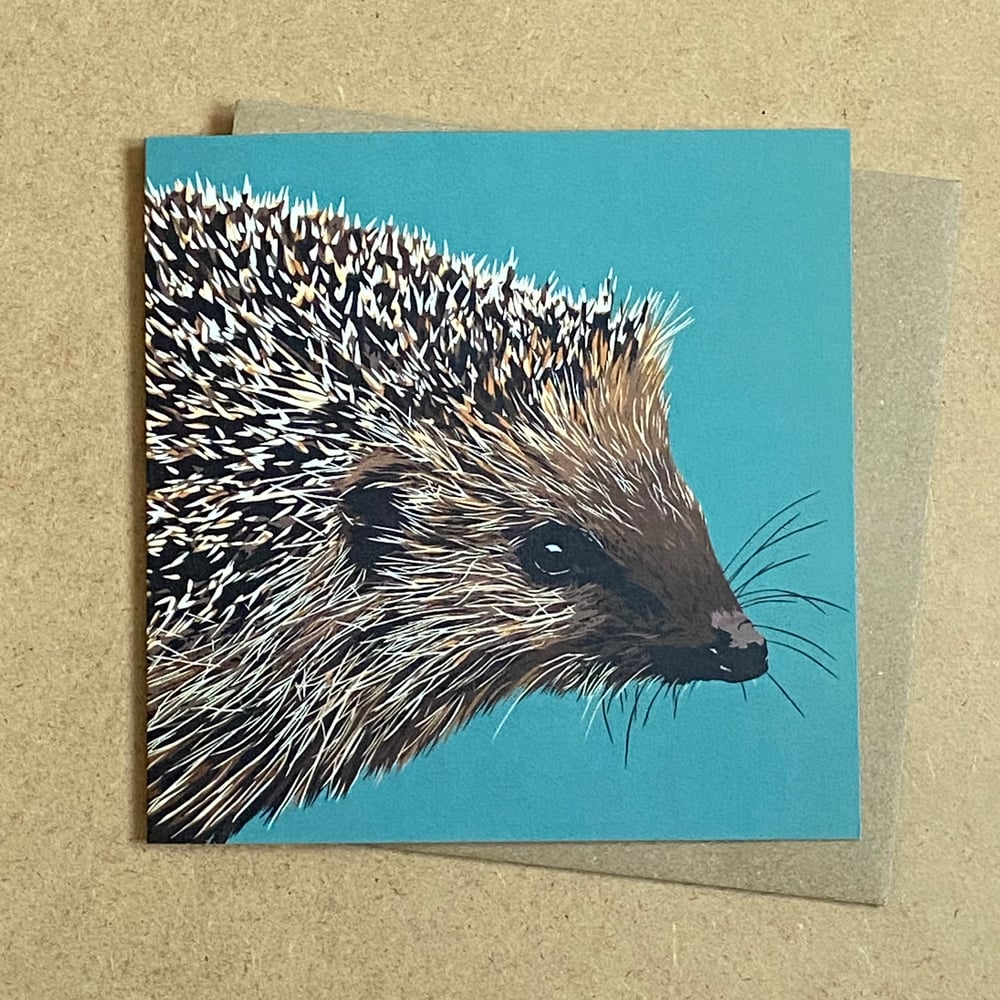 Image of Hedgehog GREEN Greetings Card 