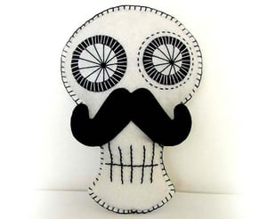 Image of Moustache Sugar Skull Plush