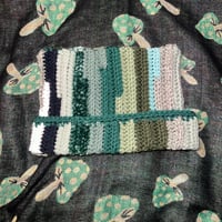 Image 4 of Green Velvet Patchwork Crochet Kitty Beanie | Ready to Wear