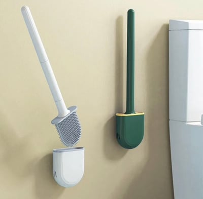 Image of Silicone Toilet Brush With Holder Wall Mounted 