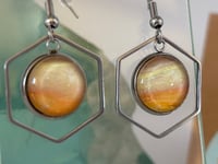 Image 1 of Fluid art honeycomb frame earrings
