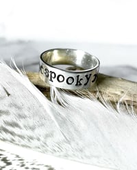 Image 2 of Sterling Silver Spooky Crescent Moon Spiderweb Ring 925