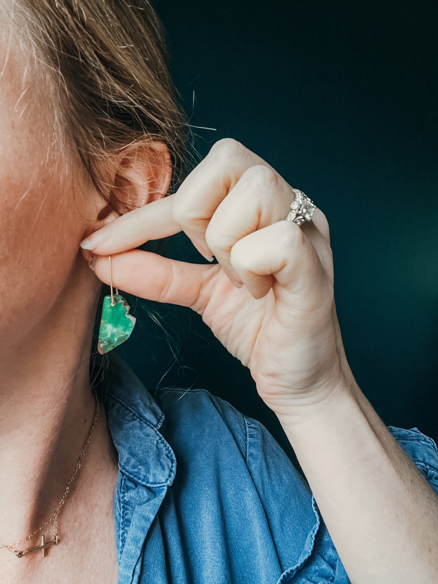 Image of OOAK Chrysoprase Nugget Dangles on Gold Fill