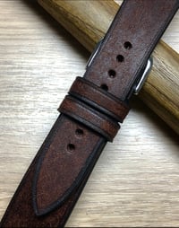 Image 4 of Distressed tobacco calfskin classic watch strap