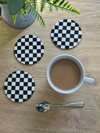 Image 1 of Black and White Checkered Coasters - 4 pack