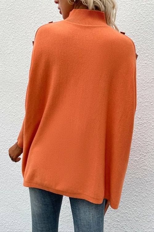 Image of Turtle Neck Knit Top- Ivory & Orange