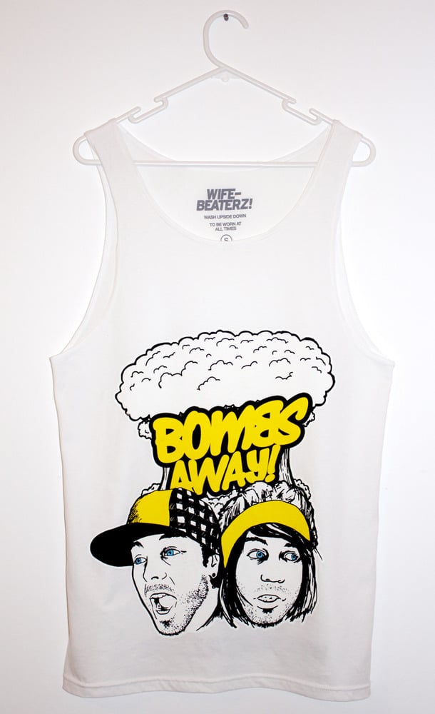 Image of Bombs Away Singlet - "The Faces" white
