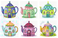 Image 2 of Teapot Houses Mini Diamond Painting Kit by ChristyCreative