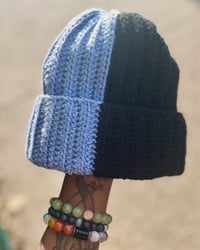 Image 2 of Split Beanie Black/Denim