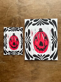 Reproduction linocut print - jack-o’-lantern blow mold