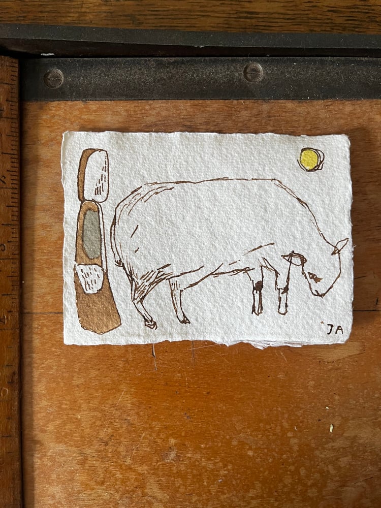 Image of Sheep and sculpture