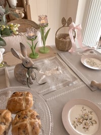 Image 2 of SALE! Grey & White Spring Table Runner & Placemats