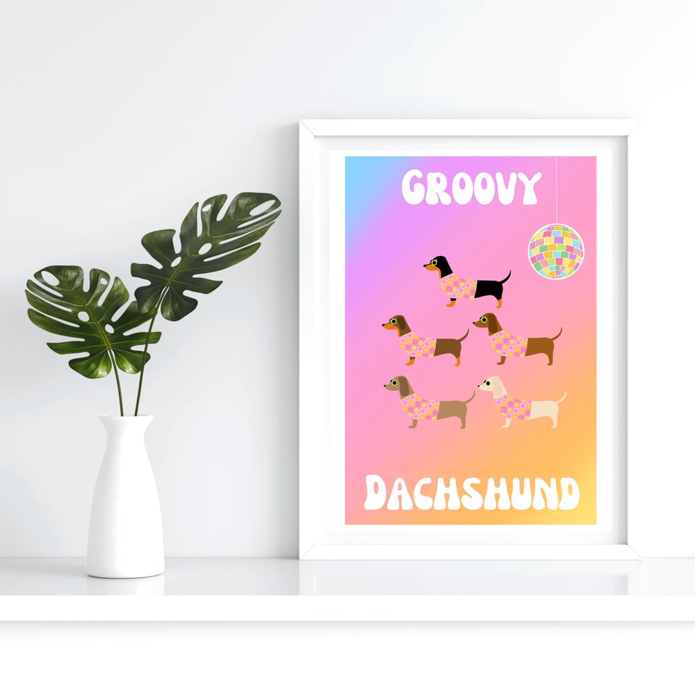 Image of Groovy Dachshund Ombré Print