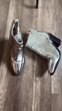  Silver metallic ankle boots