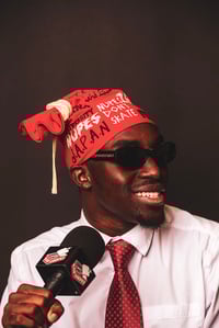 Image 2 of Kollage Tie String Beanie (Red)