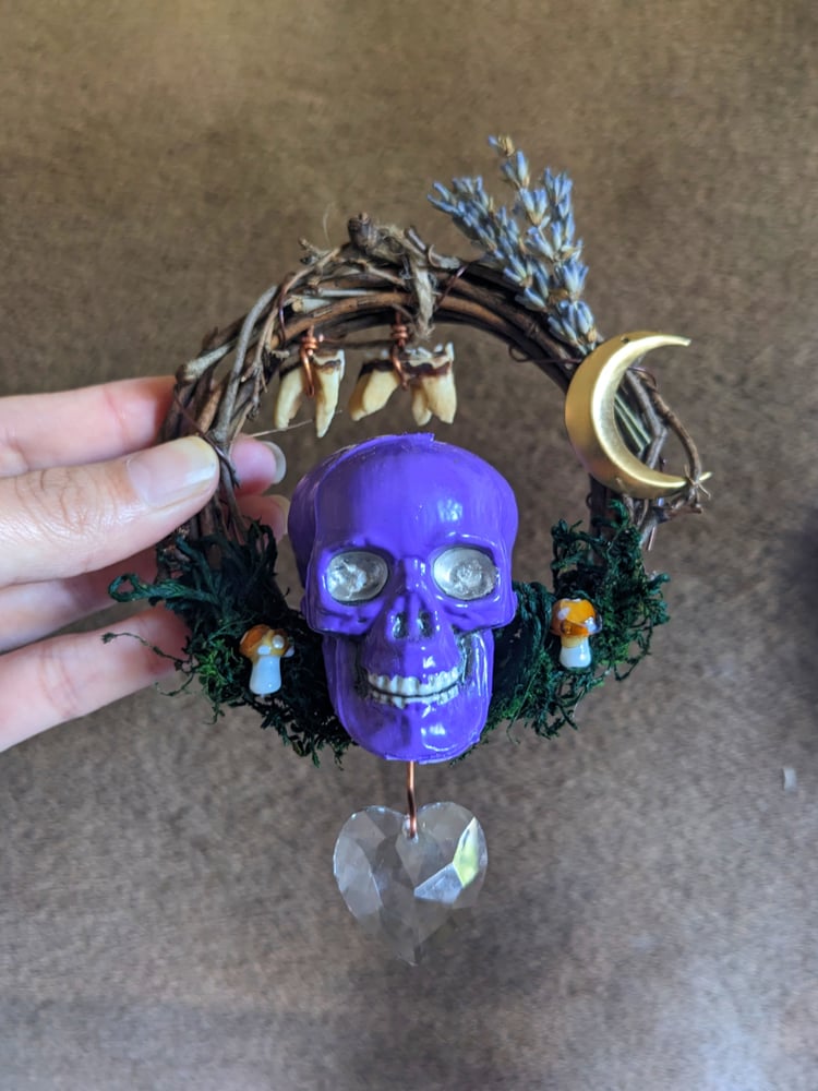 Image of Mini Grief Wreath (purple skull) 