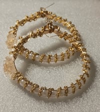 Image 11 of Golden Pearl Rose Statement Hoops