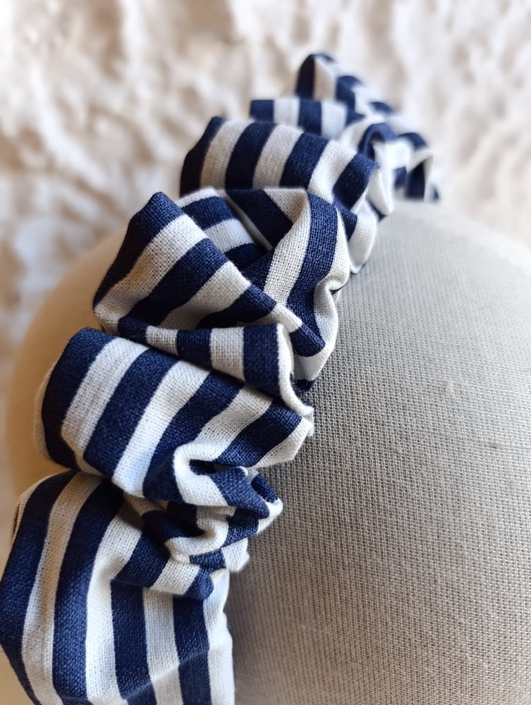 Image of Cerchietto Corolla a righe bianco/blu
