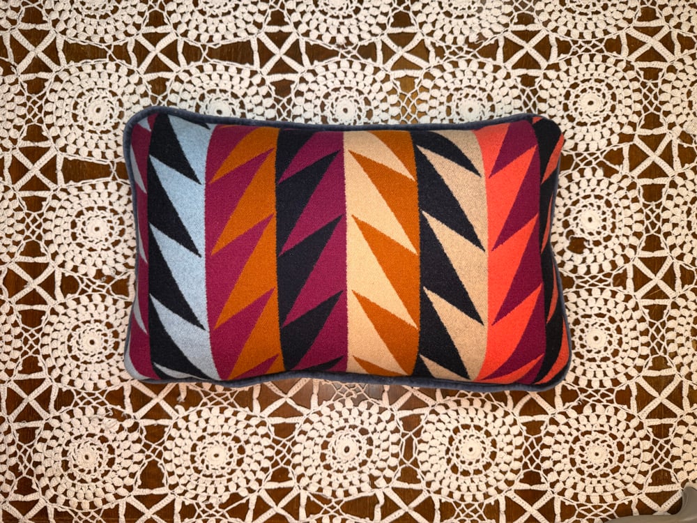 Pendleton Throw Pillow 12x20 Navy Trim