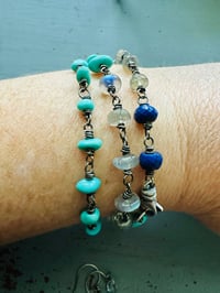 Image 3 of labradorite and campitos turquoise nugget charm bracelet