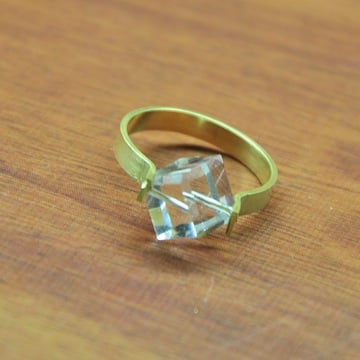 Image of Diagonal Swarovski Crystal Cube Ring