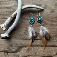 Image 1 of Dream Catcher Style Feather Earrings