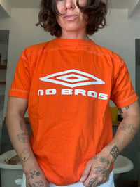 Image 1 of orange NO BROS tshirt