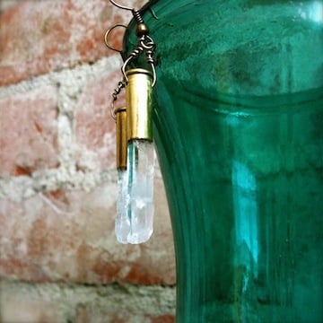 Image of Bullet Shell & Quartz Earrings