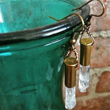 Image of Bullet Shell & Quartz Earrings