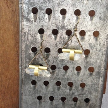 Image of Crystal Quartz & Brass Tubing Earrings