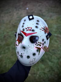 Image 5 of Glow in the Dark Friday the Purrteenth Handmade & Hand-Painted Mask