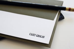 Image of Men's Letterpress Notecards with Printed Envelopes : Set of 25