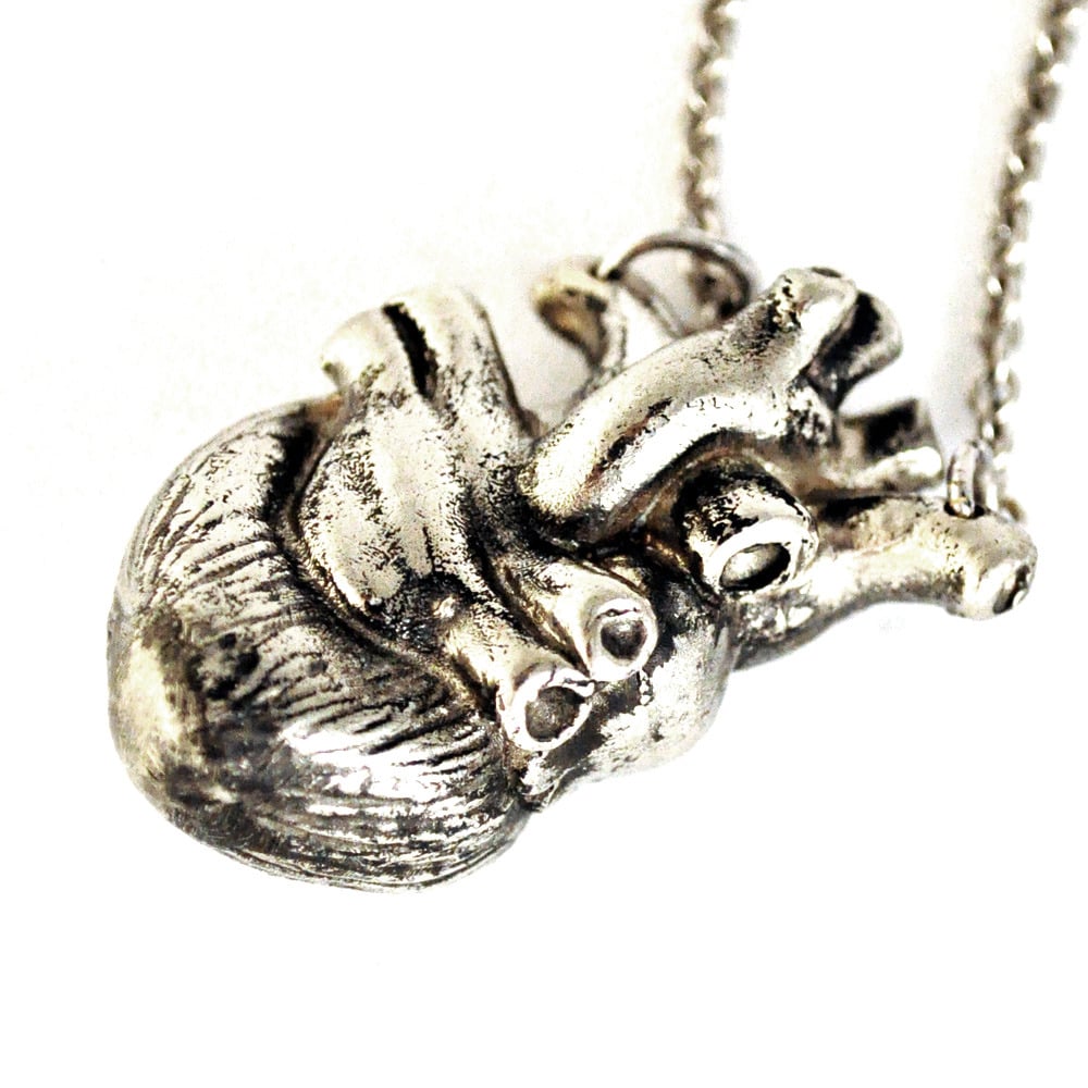 Image of Heart Necklace antique white brass