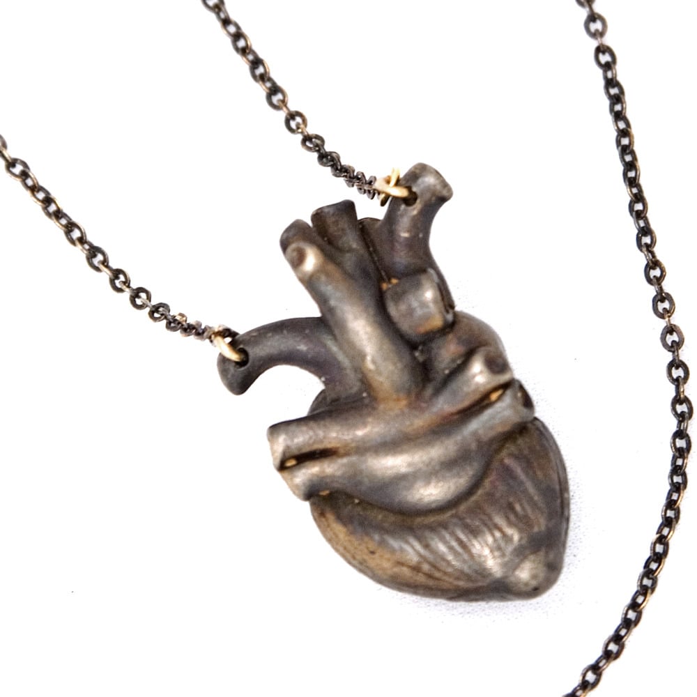 Image of Heart Necklace oxidized bronze