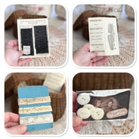 Image 2 of vintage french sewing basket with lace buttons and fabric samples