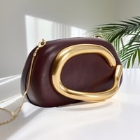 Image 13 of FOREVER MIYIN Women's Vintage Elegant Mini Handbag - Burgundy & Golden Luxury Purse with Magnetic Cl