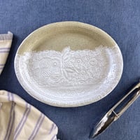 Image 1 of White Large Lace Oval Serving Platter
