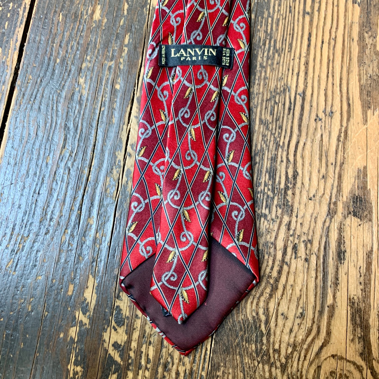 Lanvin outlet Paris Vintage Silk Tie Red Blue White Copacabana, Brazil