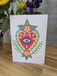 Image 2 of Blue All Seeing Eye Heart Card