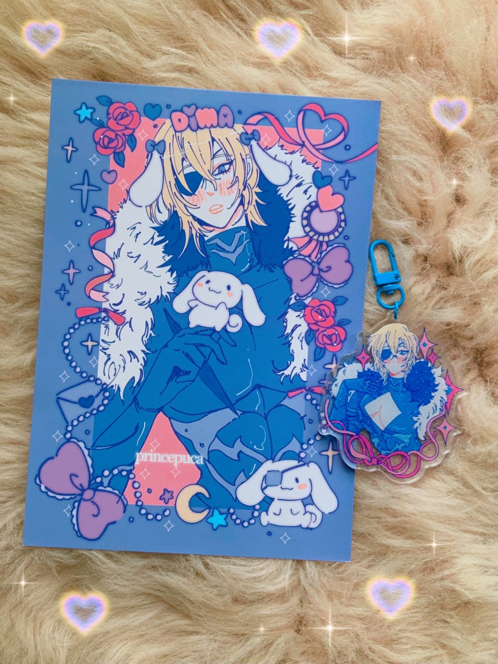 Image of Dimitri x Cinnamoroll A5 Print & Glitter Acrylic Charm