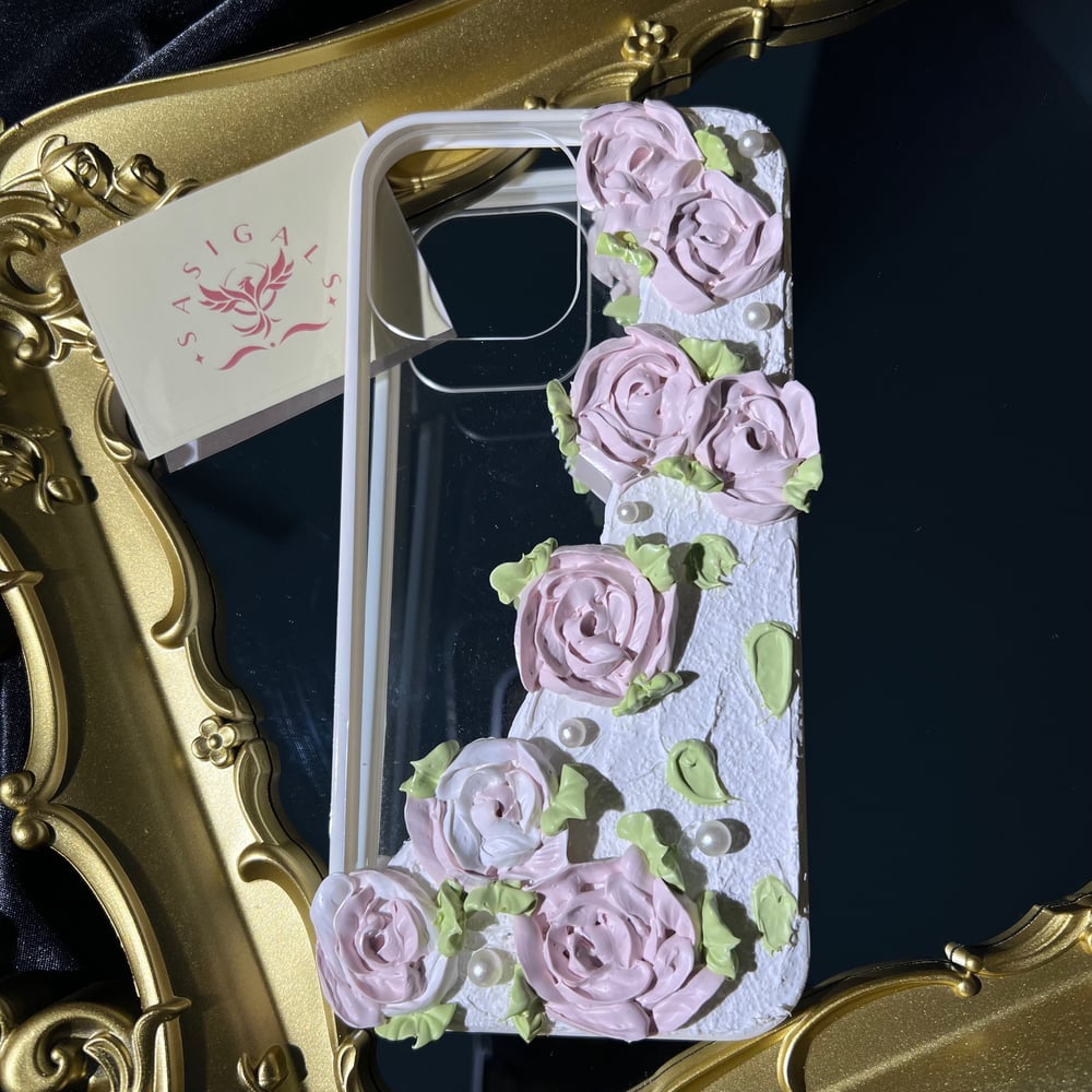 Image of Pink Rose Half Whipped Decoden Phone Case For All Brand 