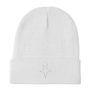 Image of T Knight White Embroidered Beanie 