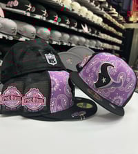 Image 5 of New Era 59Fifty Trucker Last Run Pop Purple Paisley w/ Houston Blip included