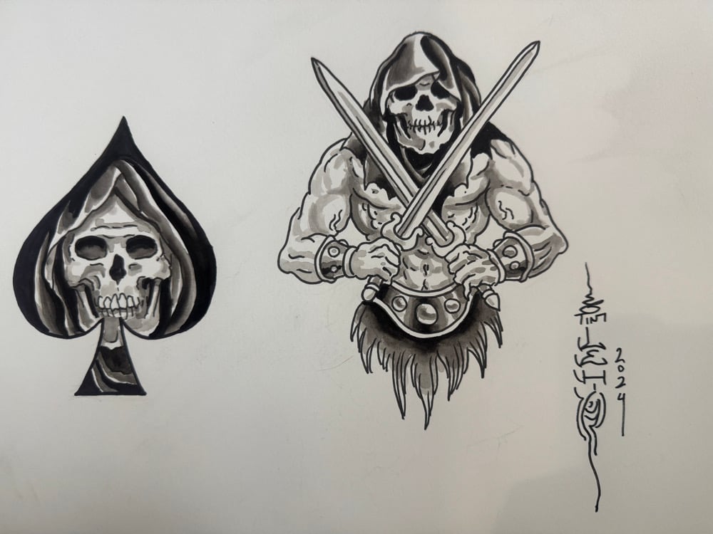 Image of Tim Lehi “Reaper Wolf Book Page #97” Painting
