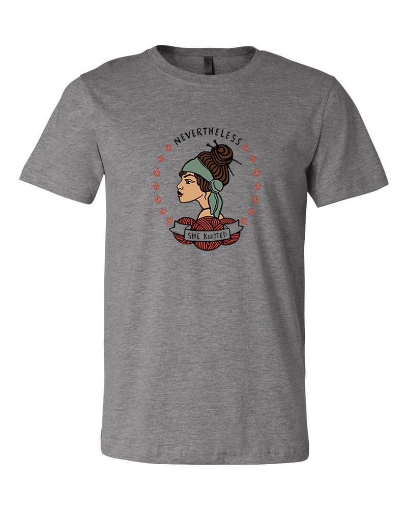 Image of Nevertheless She Knitted Unisex Grey tee